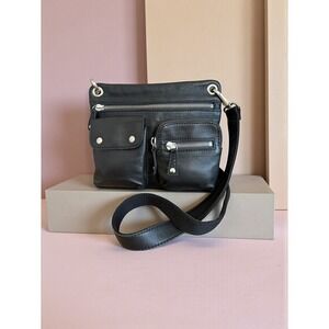 Fossil Sutter Black Leather Crossbody Bag Handbag Adjustable Strap‎